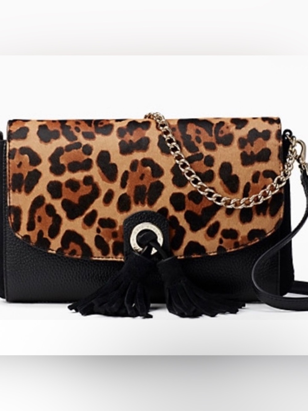 NWT Kate Spade Sequoia Greer Avenue Leather & Calf Hair Crossbody Purse Leopard